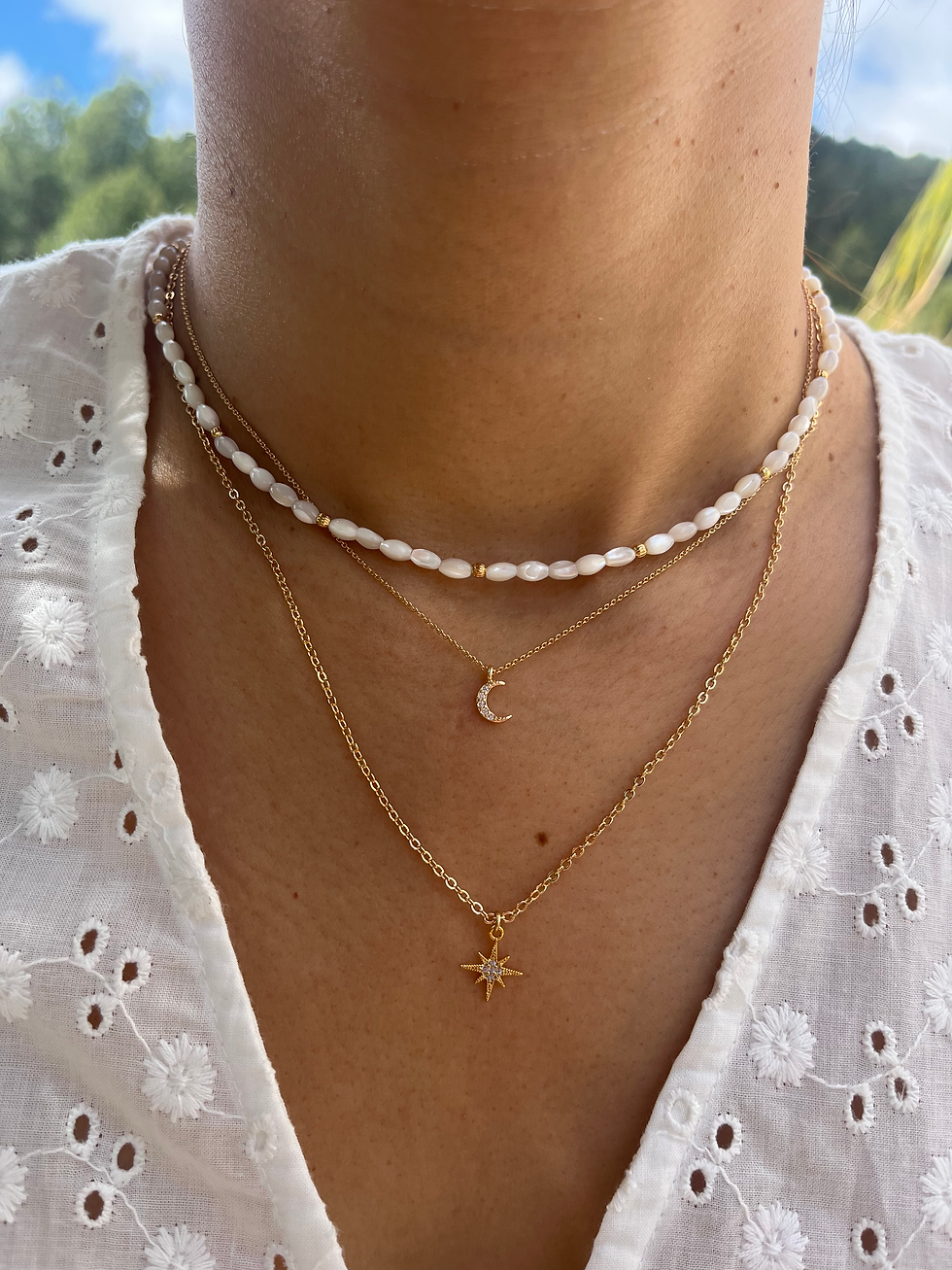Miniature : Collier Double Paula Etoile et Lune