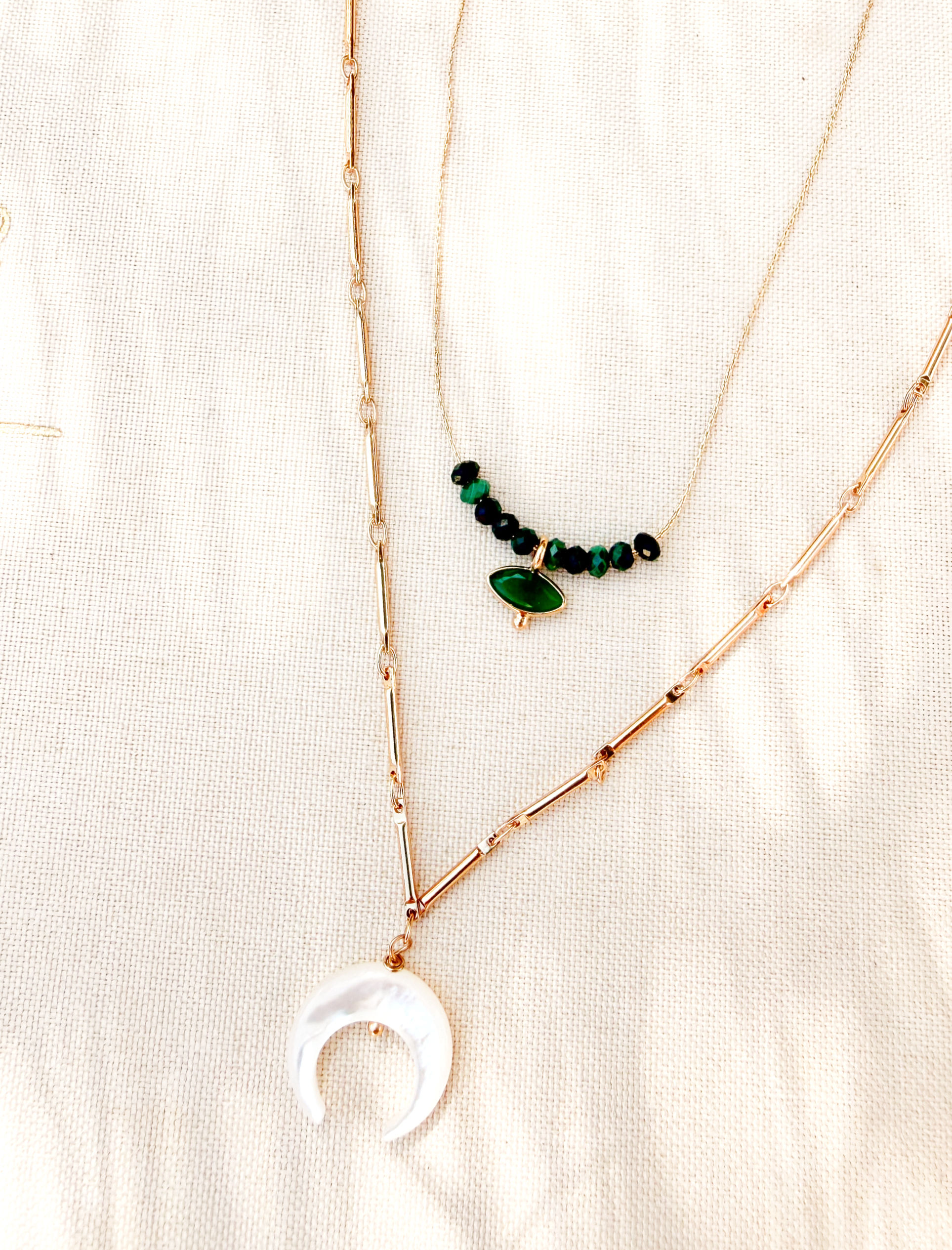 Collier Double Bisele - Malachite