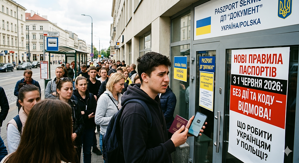 НОВІ ПРАВИЛА ПАСПОРТІВ З 1 ЧЕРВНЯ 2026: БЕЗ ДІЇ ТА КОДУ — ВІДМОВА. ЩО РОБИТИ УКРАЇНЦЯМ У ПОЛЬЩІ?
