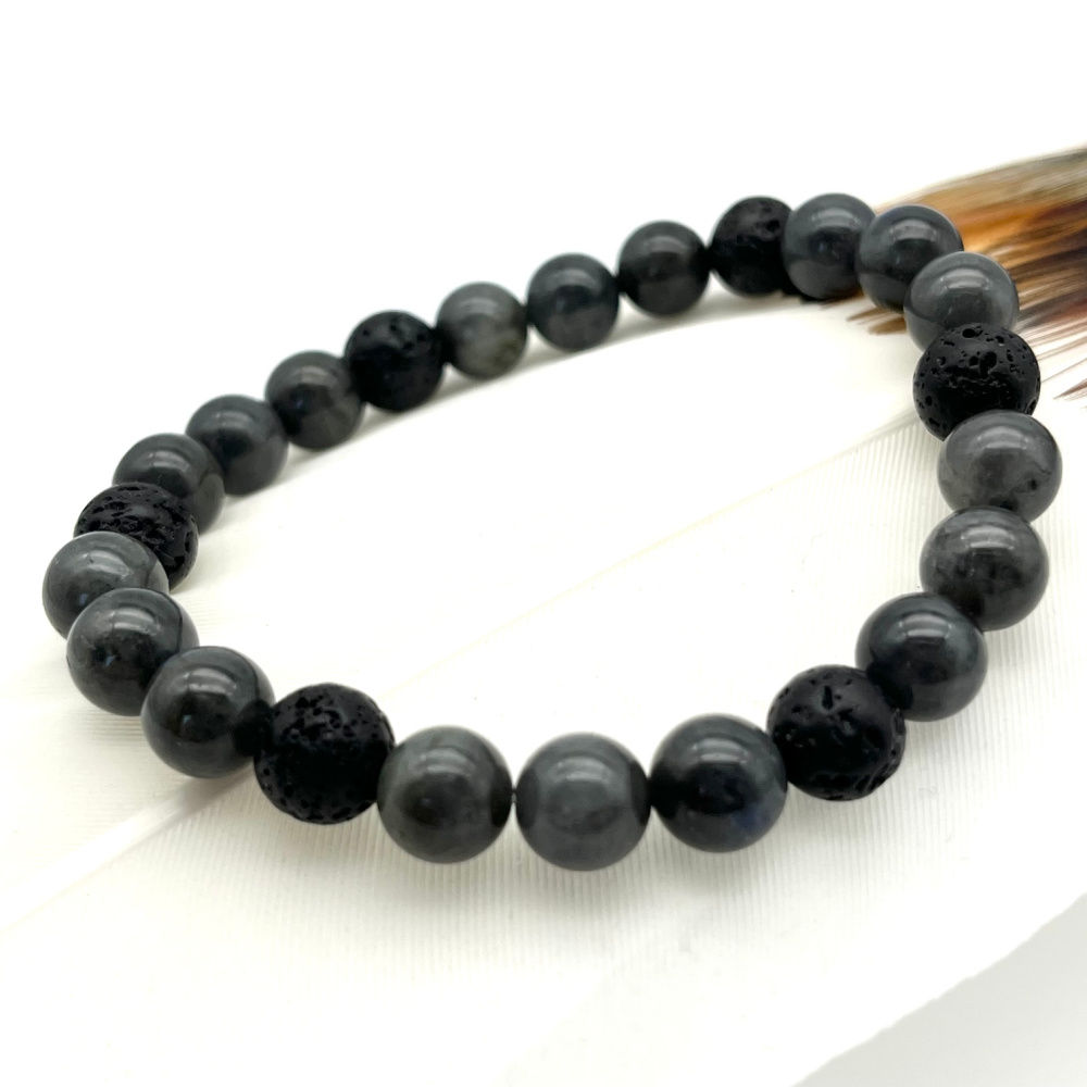 Black Labradorite & Lava Stone Bracelet