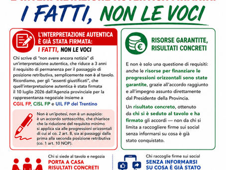 🔵 Progressioni finanziate e interpretazione autentica: la UIL FP con CGIL FP e CISL FP ci sono, con i fatti💪