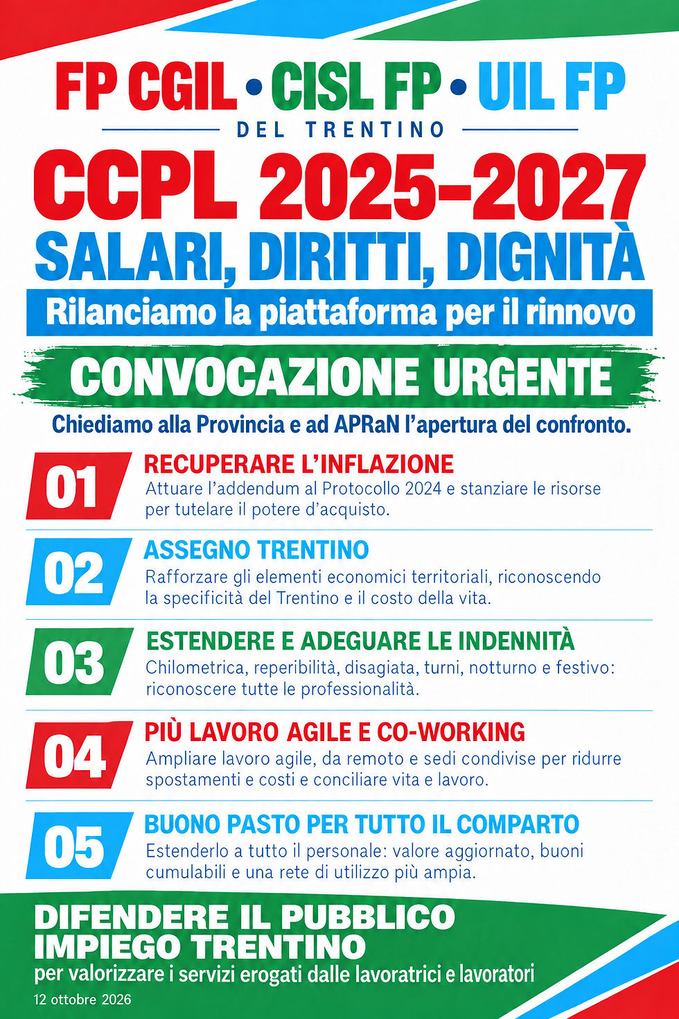 CCPL 2025–2027: salari, diritti e dignità. Chiesta una convocazione urgente al Presidente della PAT