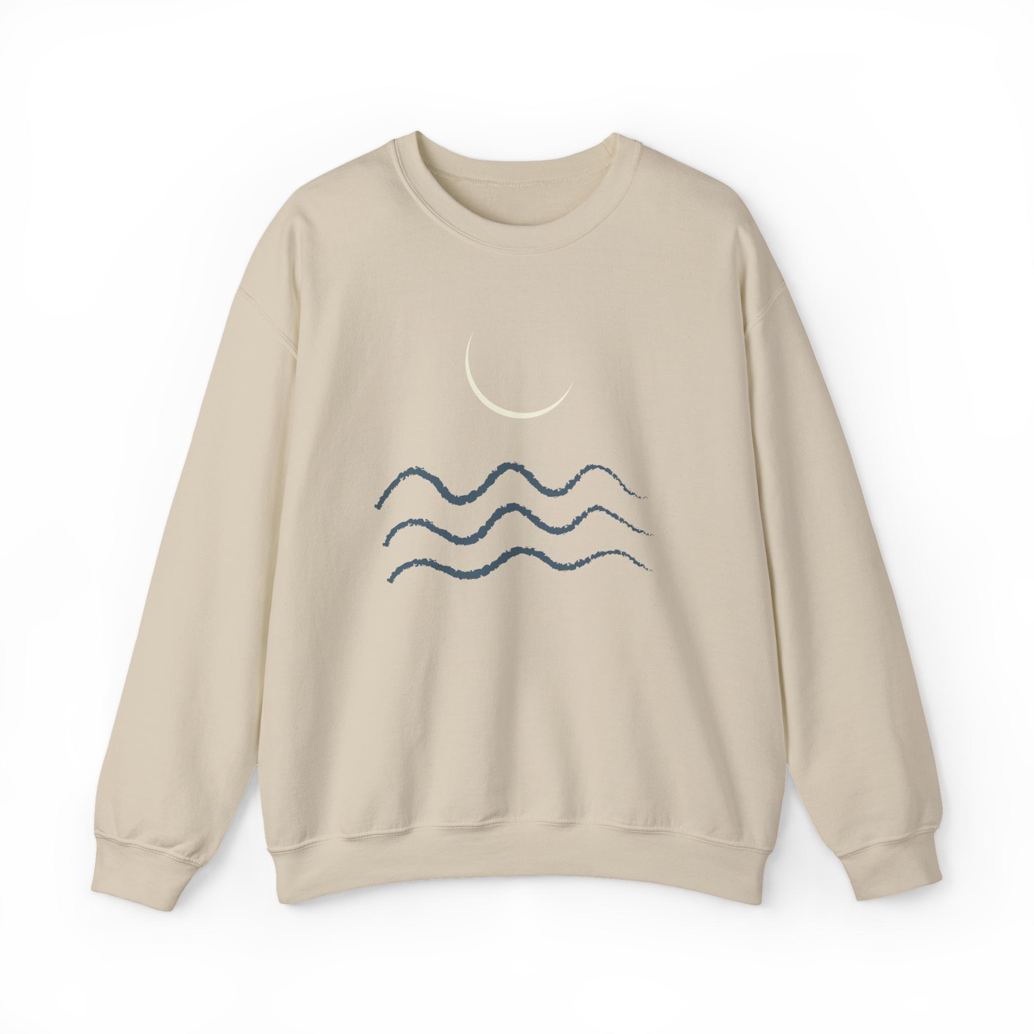 Nautical Crescent Moon Minimal Ocean Waves Sweatshirt