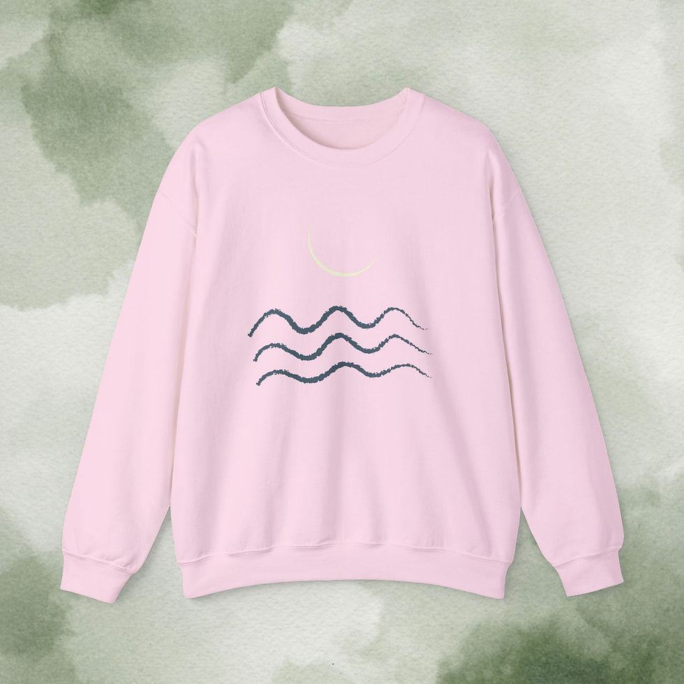 Thumbnail: Nautical Crescent Moon Minimal Ocean Waves Sweatshirt