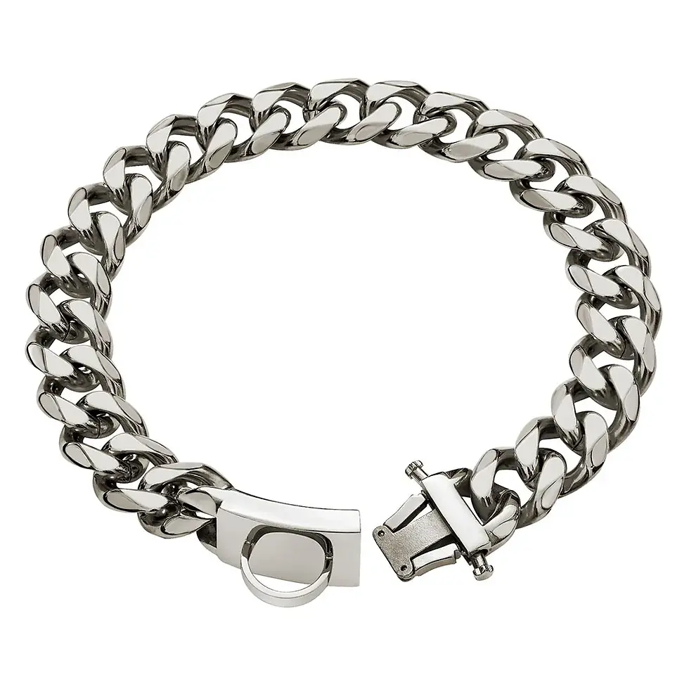 Thumbnail: 19mm Gold Chain Dog Collar Luxurious Sliver Gold Cuban Link Dog Collar with Secu
