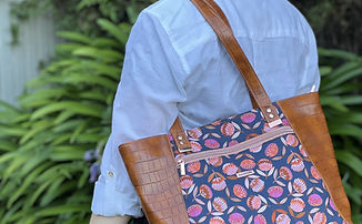 Made by Moo Everyday Tote handbag with front zip pocket in faux leather