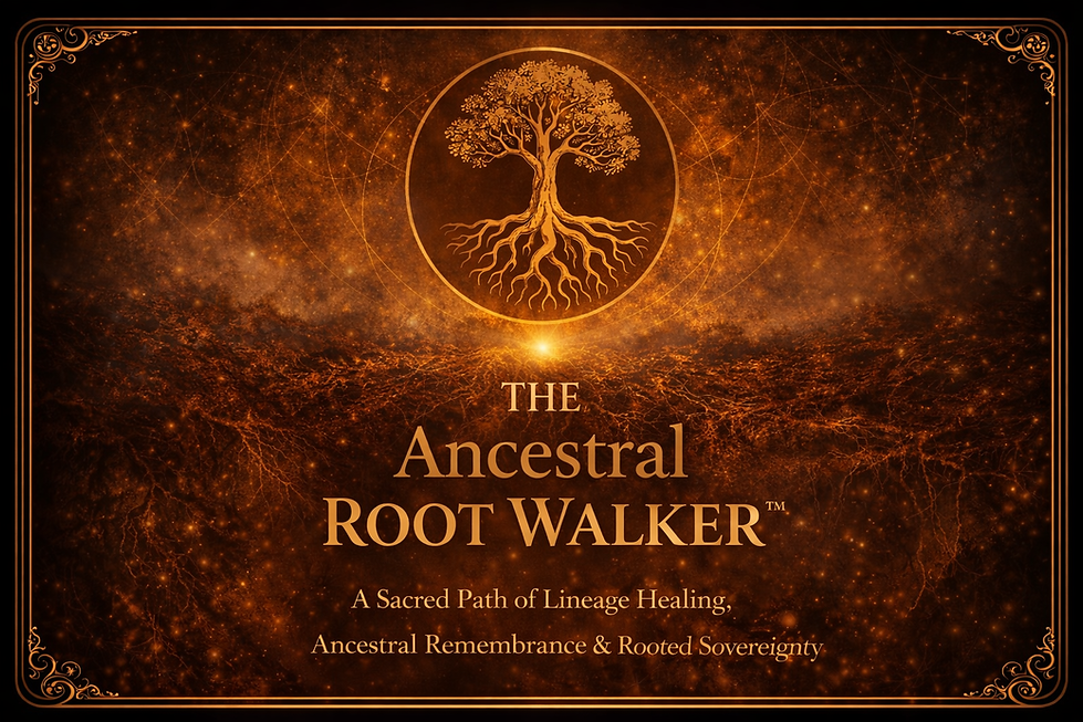 Ancestral Root Walker™ course page by Jennifer Lynn White featuring a radiant Tree of Life with deep intertwining roots illuminated by golden celestial light, symbolizing lineage healing, ancestral remembrance, and rooted spiritual wisdom. Set within a mystical landscape of glowing earth, sacred geometry, and luminous roots extending beneath the surface, this Sacred Practitioner Pathway from The Remembrance Path™ invites students to explore ancestral healing, inherited family patterns, generational trauma, bloodline wisdom, soul remembrance, ritual practice, spiritual awakening, and embodied transformation. Designed for healers, coaches, and spiritual practitioners, the pathway supports reconnecting with ancestral roots, reclaiming sacred inheritance, cultivating personal sovereignty, and guiding others through lineage restoration and intergenerational healing.