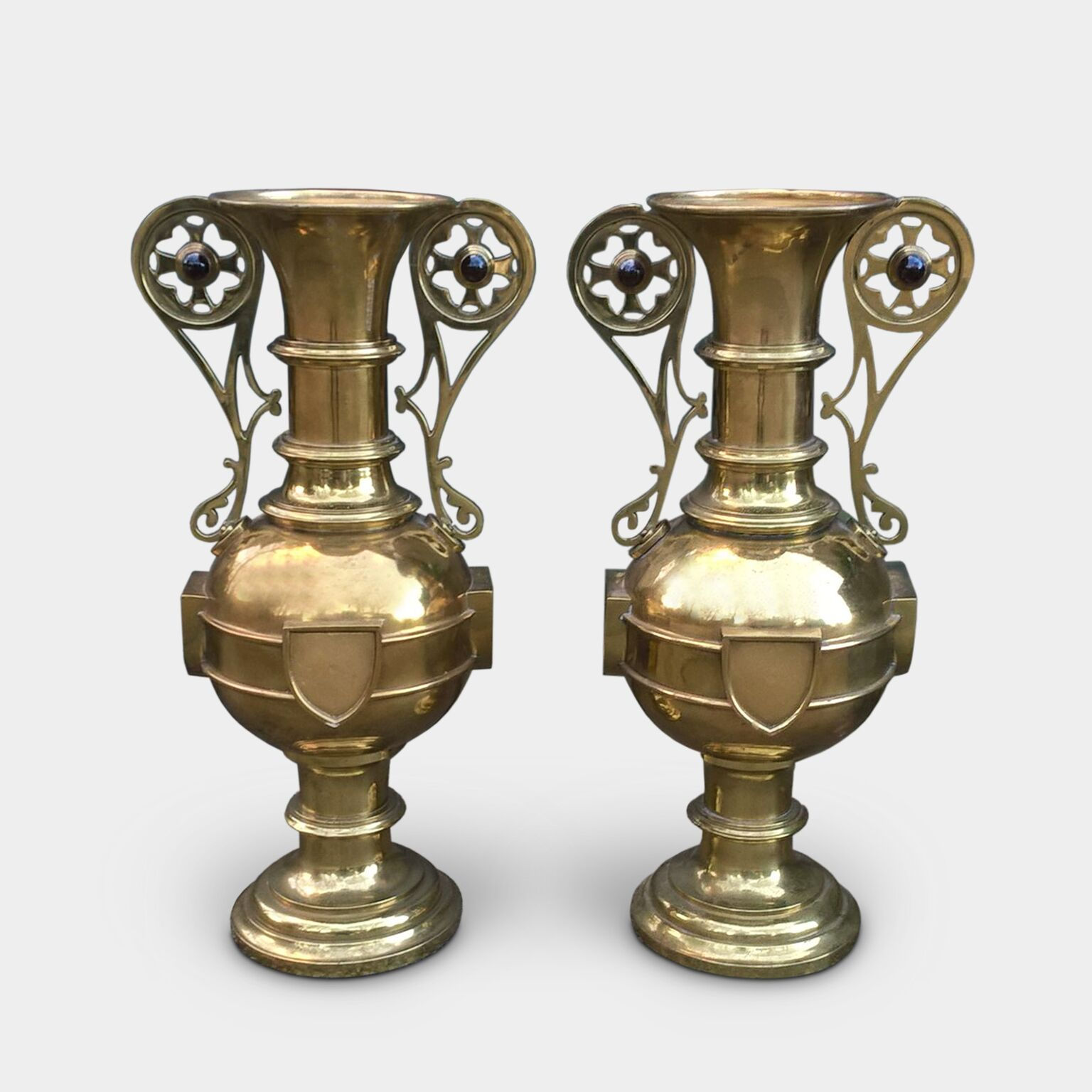 Large pair of bronze Urns