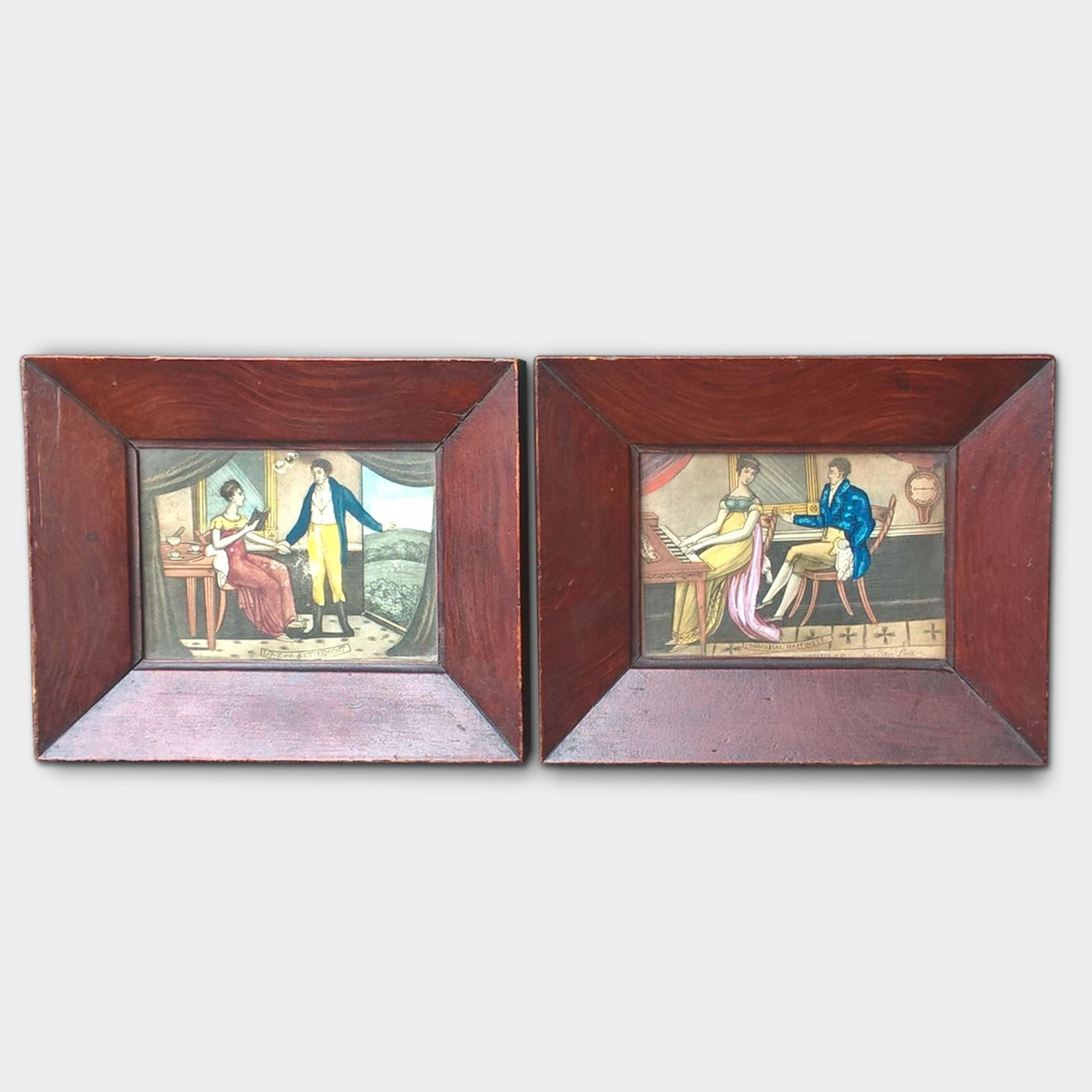 Pair of 1810 'Laurie and Whittle' type prints in simulated rosewood frames.