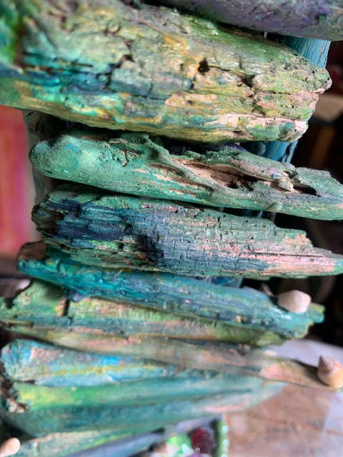 Miniature : lampe violet vert en bois flotté