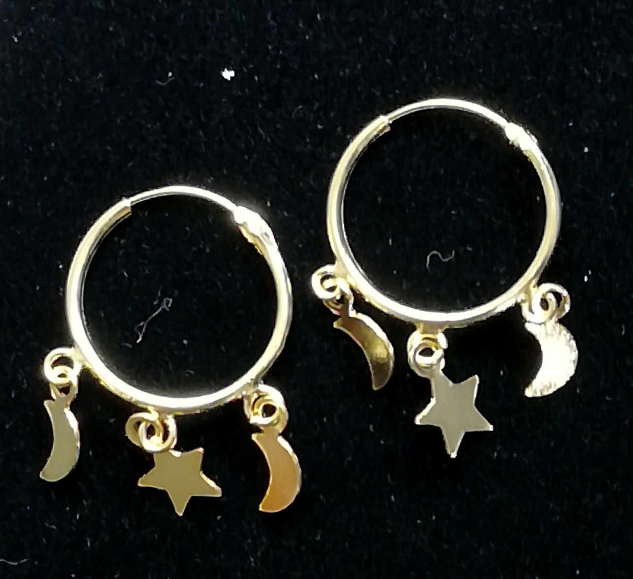 Par de pendientes aros chapados en oro de plata de 1ª ley
