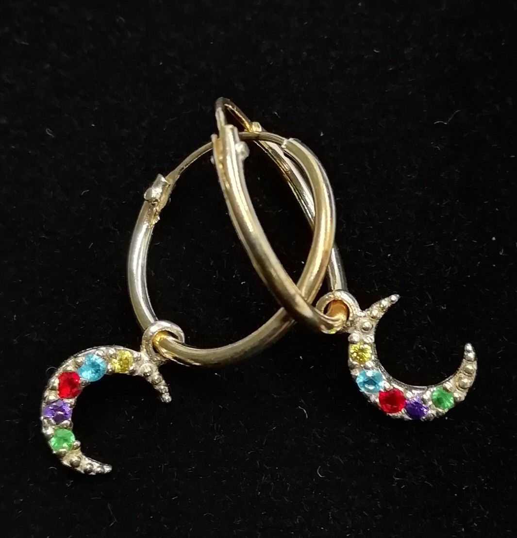 Par de pendientes aros chapados en oro de plata de 1ª ley