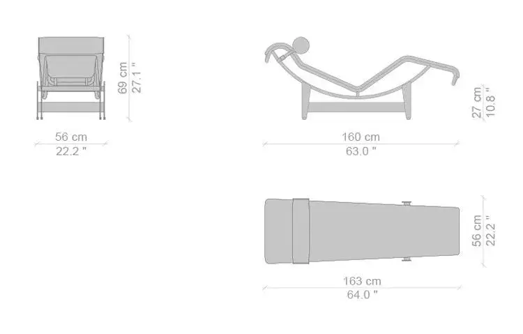 Miniatura: Chaise longue Le Corbusier LC4 Cavallino collezione Cassina