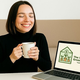 Happy and relaxed woman with her finances sorted thanks to The Financial Greenhouse from Sprout to Success