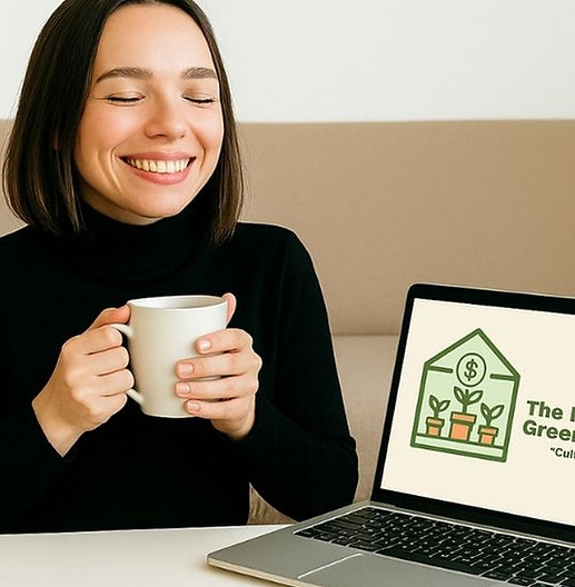 Happy and relaxed woman with her finances sorted thanks to The Financial Greenhouse from Sprout to Success