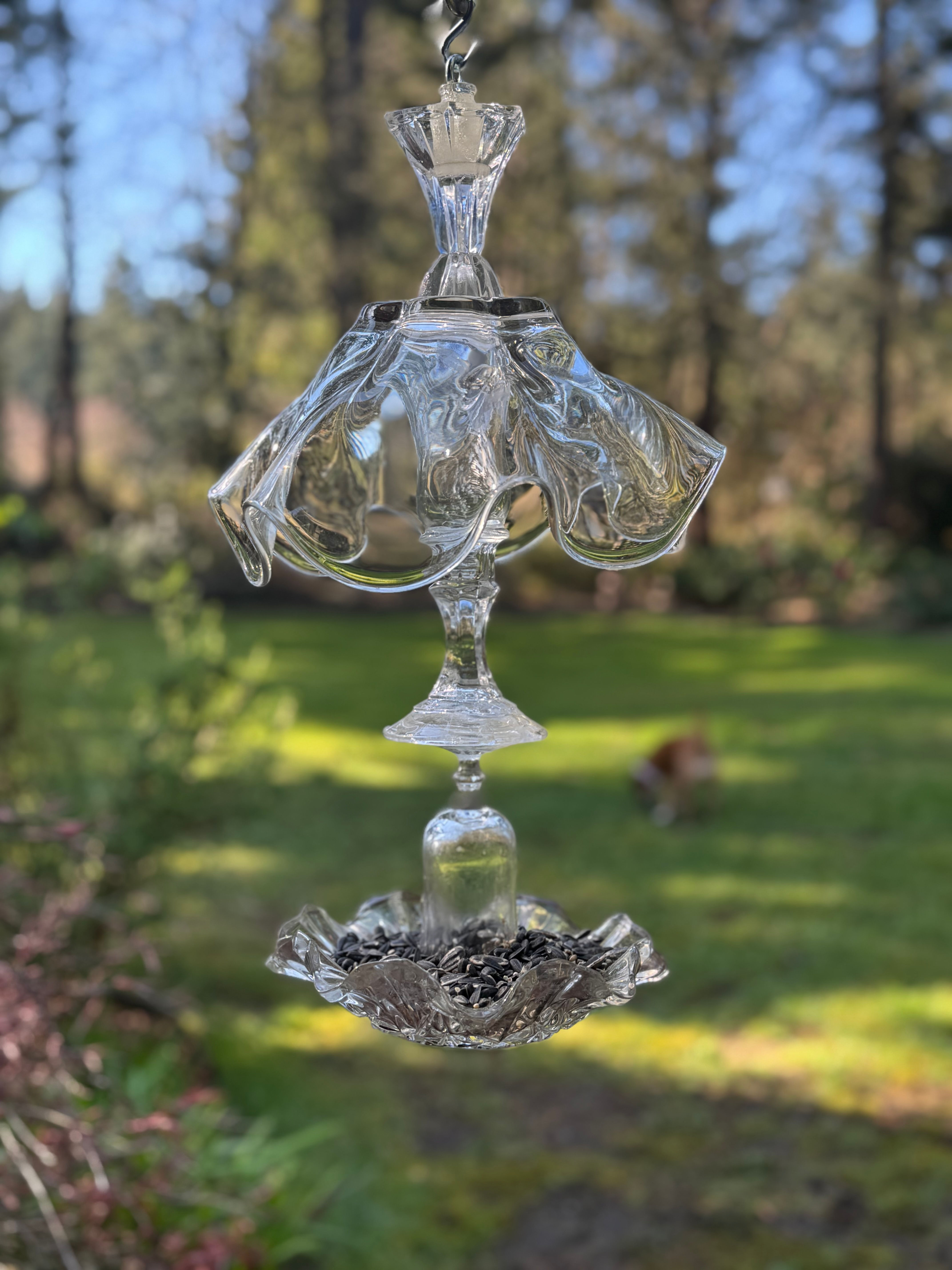 Elegant crystal bird feeder