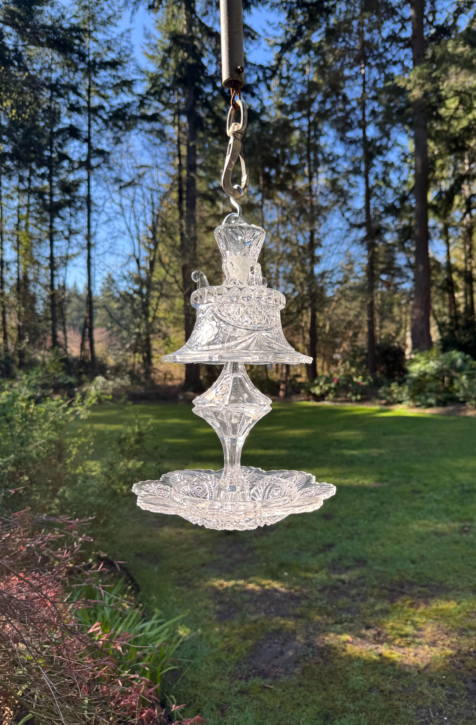 Ornate hanging tiered crystal charm