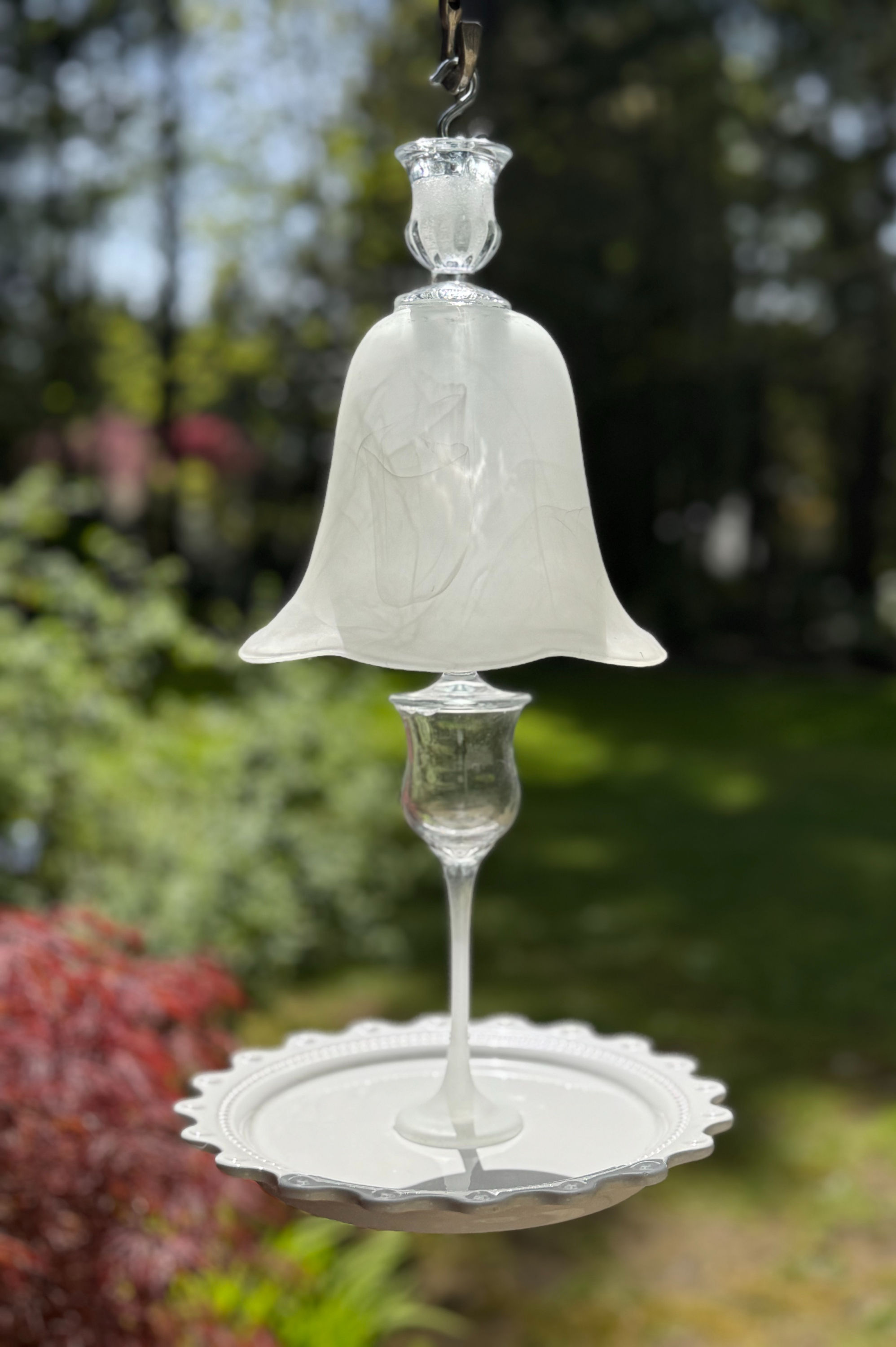 Frosted milk glass bell outdoor decoration