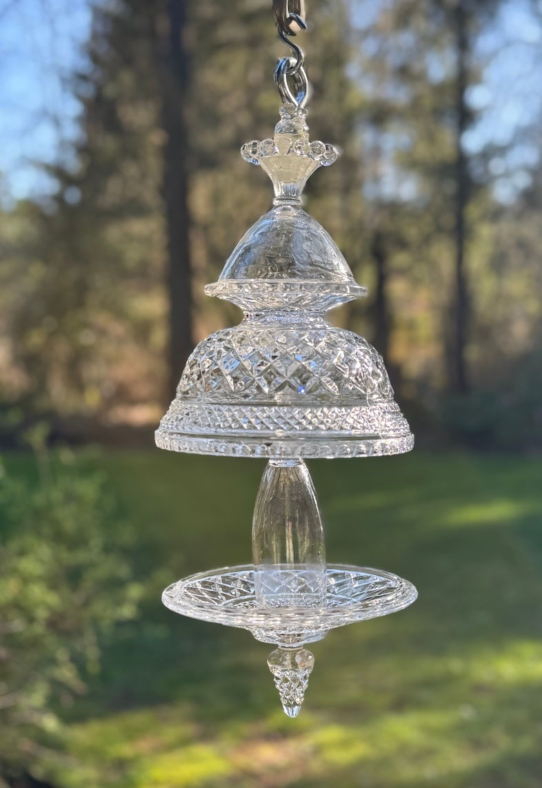 Hanging tiered crystal decoration outdoors