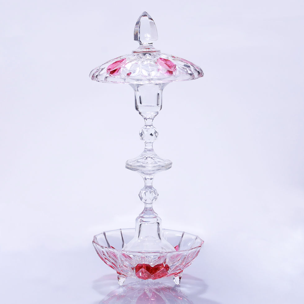 Rose' Jewel crystal candy dish with pink accents