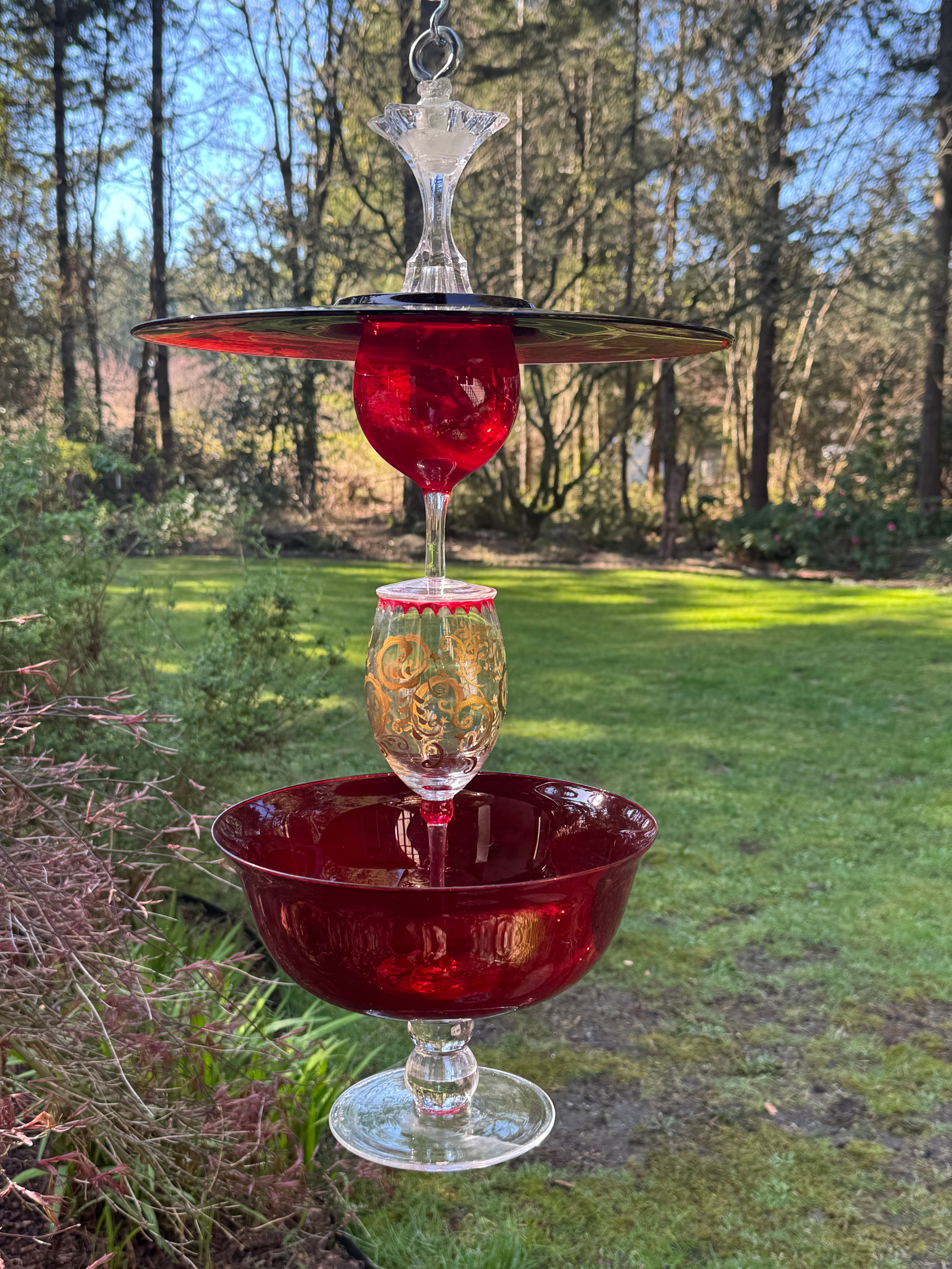 Ruby Elegance stacked glass art