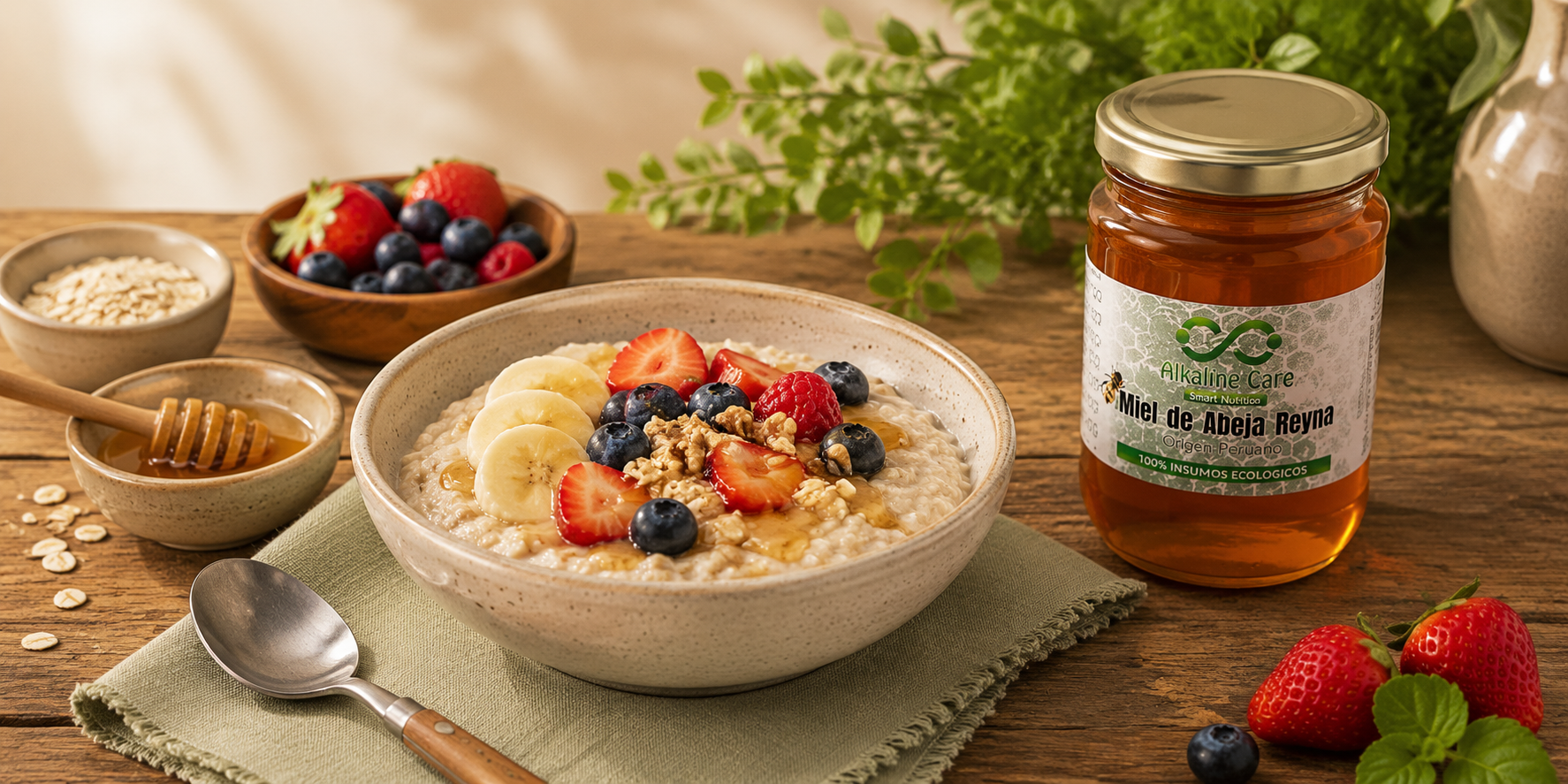 Avena cremosa con frutas frescas y miel