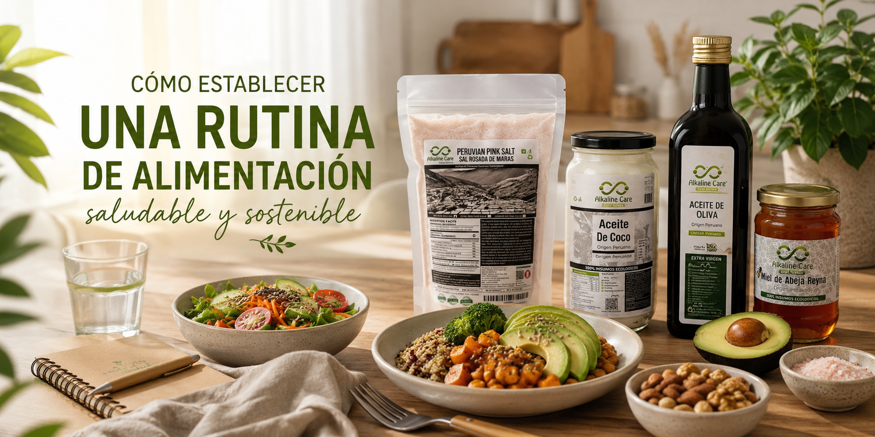 Rutina de alimentación saludable y sostenible