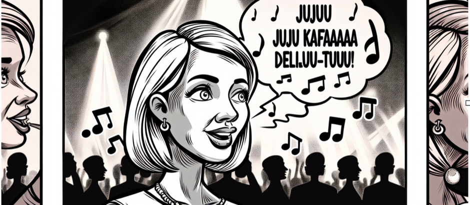 Mujer cantando. Apofenia auditiva.