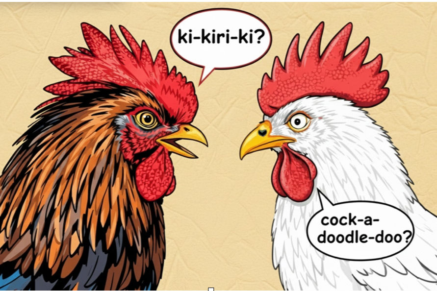 Gallos con onomatopeyas distintas