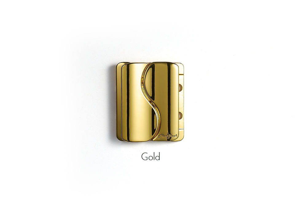 Gold bra fastener single piece clasp shown at a front angle, highlighting the sleek 2-hook design and polished finish.