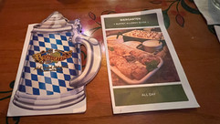 Biergarten Restaurant menu and Allergy guides. Only the covers are showing.