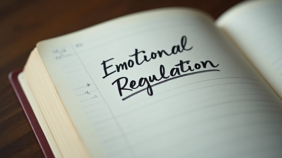 Close-up view of a notebook with emotional regulation notes