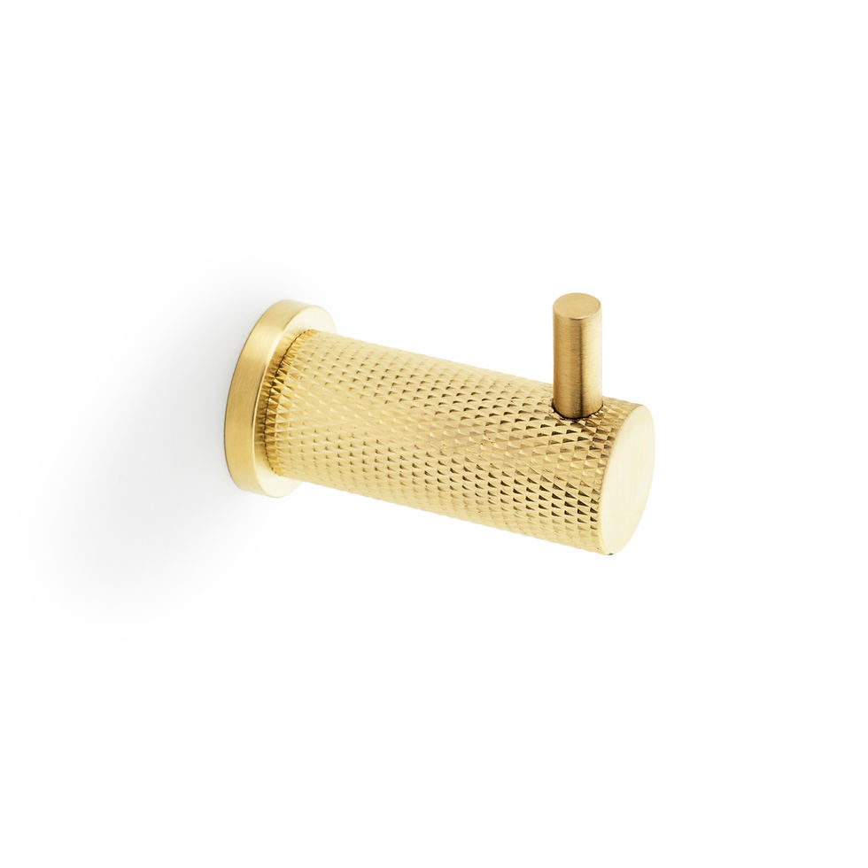 Thumbnail: satin brass  PVD Knurled Coat Hook