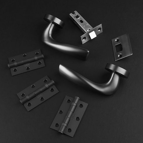 Black door handles and hinges
