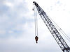 A boom or lattice boom and hook on a crawler crane, also known as a lattice boom crane Cra