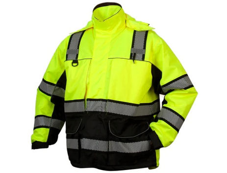 Coat Winter Work Gear Hi Vis Jacket Reflective Coat Removeable lined coat lime hoodie weather resistant parka