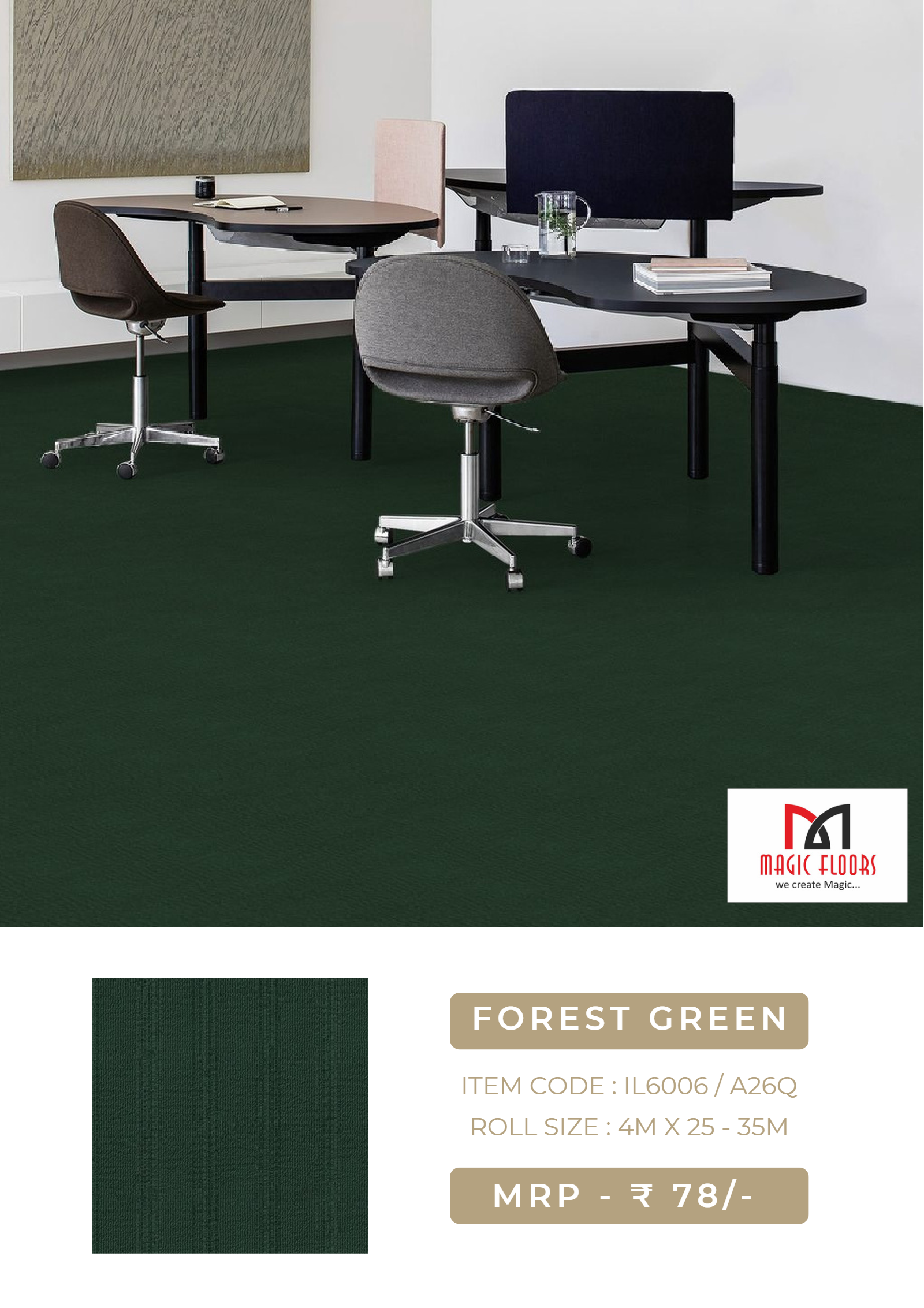 Premium Magic Forest Green Carpet Roll Zeta