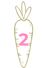 A golden carrot with the number 2 in it, representing a reason to believe in the unicorn and carrot marketing services