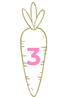 A golden carrot with the number 3 in it, representing a reason to believe in the unicorn and carrot marketing services