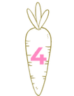 A golden carrot with the number 4 in it, representing a reason to believe in the unicorn and carrot marketing services