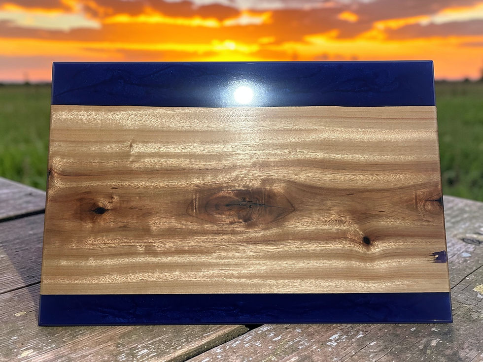 Thumbnail: Cutting Board with side grip handles blue/purple resin accents