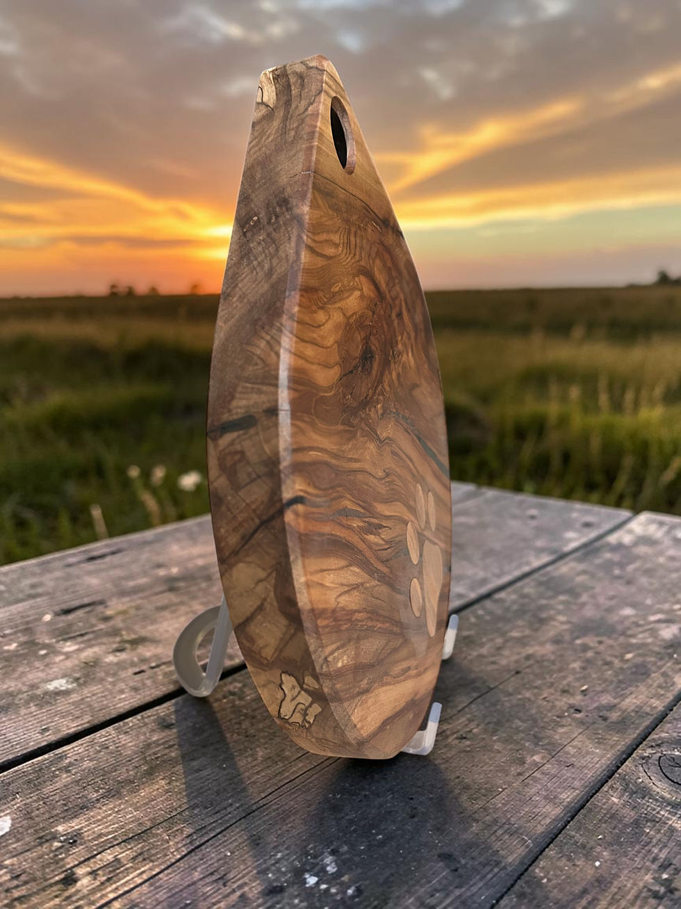 Thumbnail: Small tear drop cutting serving board with dog print inlay