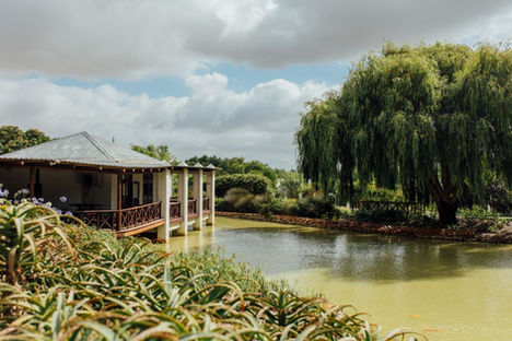 tasting room by a pond
