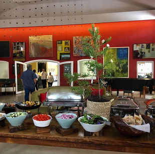 buffet with food in winery