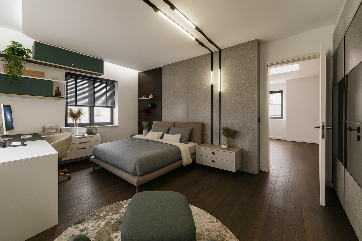 Bedroom With Storage and Study