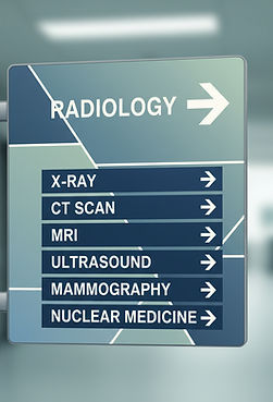 Hospital sign showing directions to xray