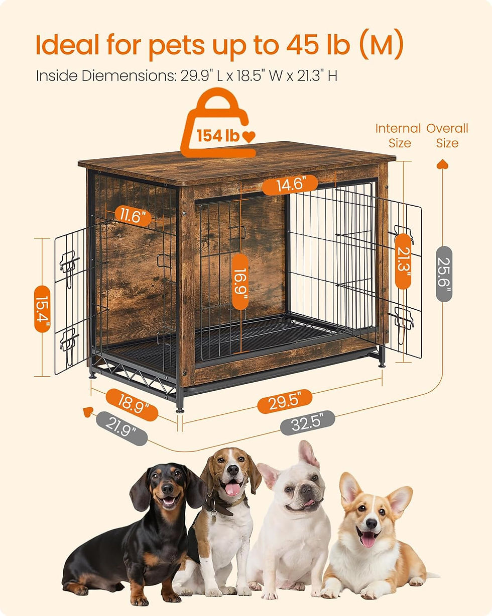 Thumbnail: Feandrea Dog Crate Furniture, Side End Table, Heavy-Duty Modern Kennel Cage with