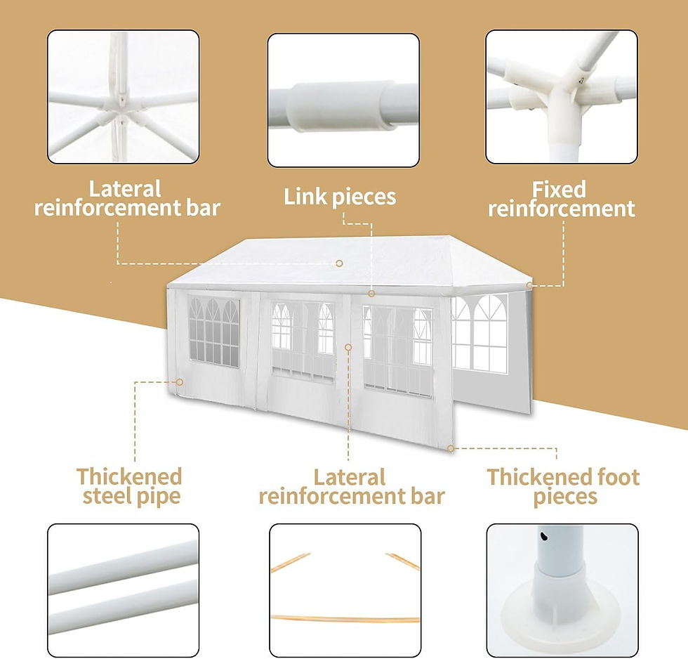 Thumbnail: 10'x30' Party Tent Patio Gazebo Canopy with 8 Removable Sidewalls and Window, Wh