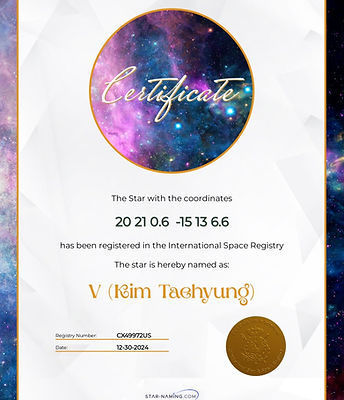 Official Purple Supernova Named after V of BTS (KimTaehyung)