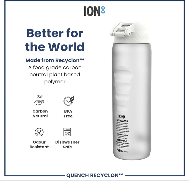ION8 Recyclon bottle: Better for the World, carbon neutral